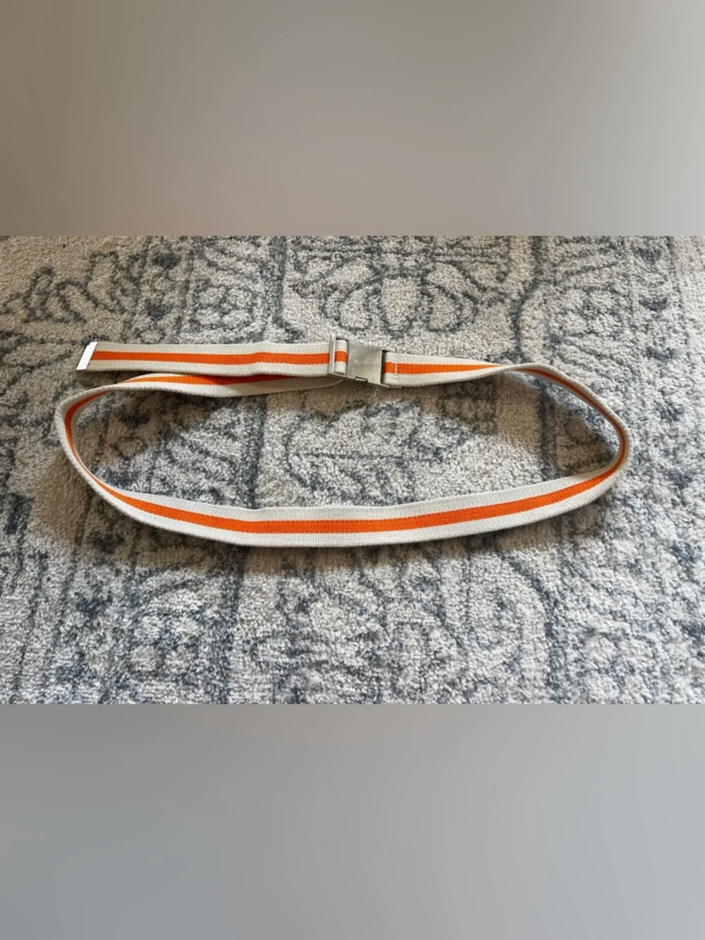 Striped Canvas Belt with Orange Accent